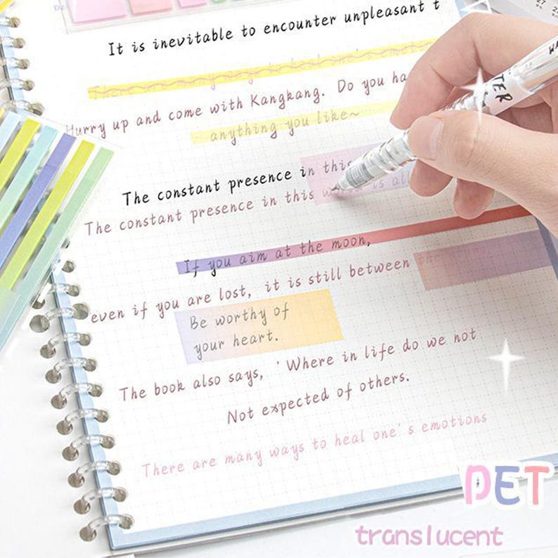 Morandi Highlighter Tape Strips: Transparent Book Annotation Tabs image 2