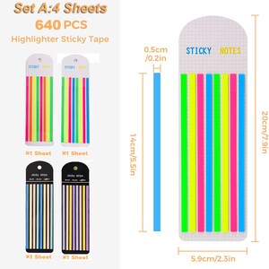 Morandi Highlighter Tape Strips: Transparent Book Annotation Tabs Set A:4 Sheets