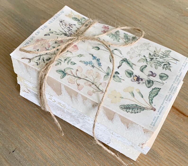 Vintage Floral Books Vintage Book Stack Stamped Book Set Etsy