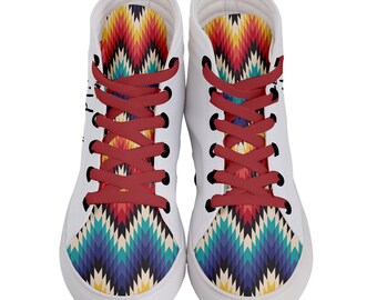 Be wild Native American Ethnic Geometric Ornament Men's Hi-Top Skate Sneakers