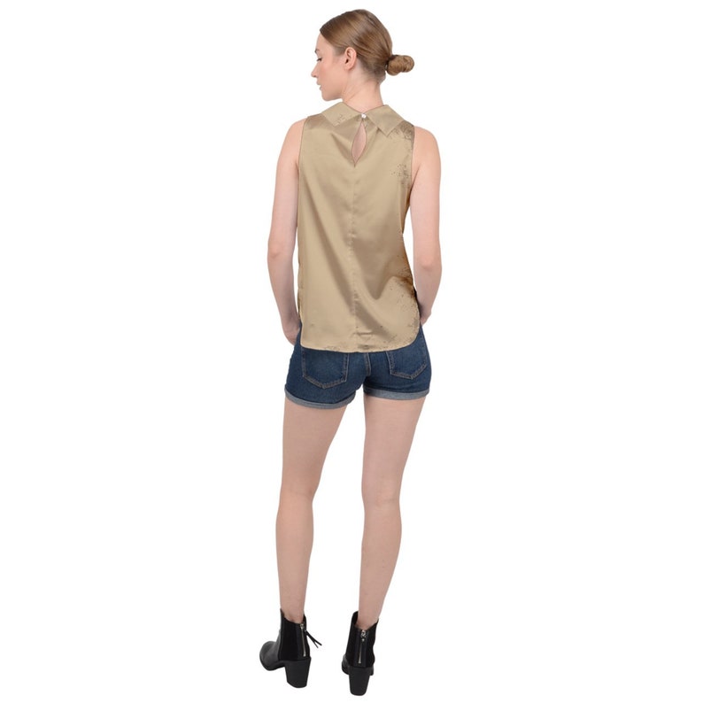 Hand drawn cow skull feathers High Neck Satin Top