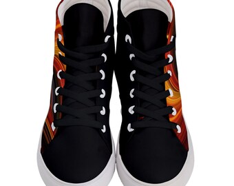 Abstract 3d background yellow red orange maroon fire flame heat speed light warm colours Men's Hi-Top Skate Sneakers