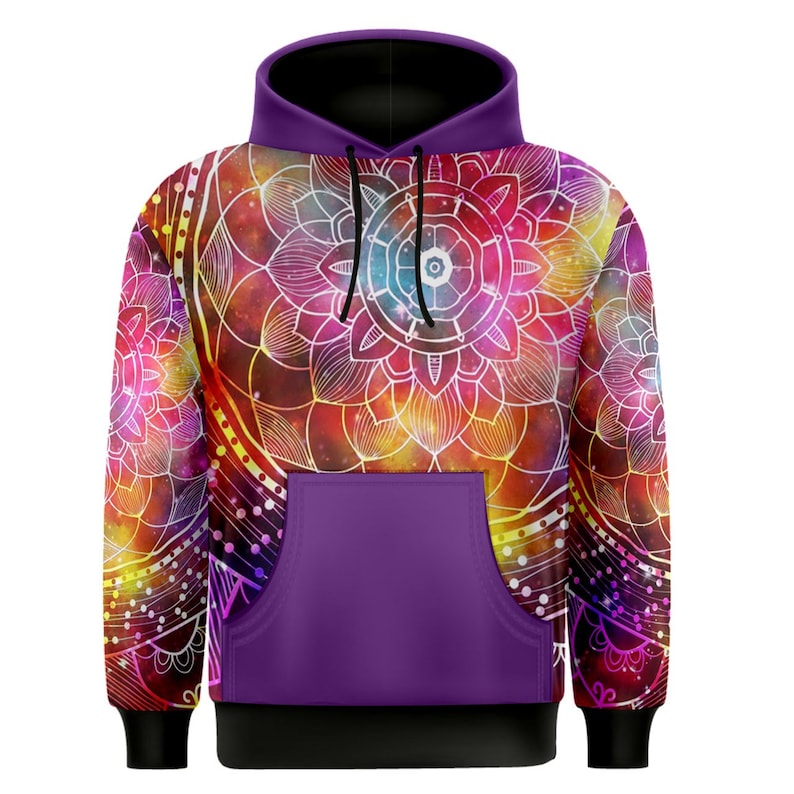 Colorful mandala flower abstract background Men/'s Pullover Hoodie