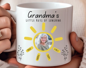 Personalized Rays Of Sunshine Grandma Mug, Custom Rays Of Sunshine White 11oz 15oz Cup, Grandma Rays Of Sunshine Gift From Grandchildren