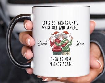 Custom Best Friends Christmas Mug, Personalized Bestie 110z 15oz Two Tone Mug, Best Friend Christmas Cup Keepsake, Ca10084