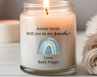 Custom Godmother Proposal Candle, Personalized Baby Name Candle, 9oz Soy Godparent Appreciation Gift, Will You Be My Godparent Gift
