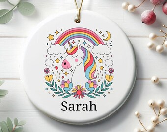 Personalized Unicorn Kids Ornament, Custom Unicorn Child Ornament, Unicorn Name Christmas Gift, Ca10079