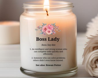 Personalized Boss Lady Candle, Custom Boss Lady Floral 9oz Soy Candle, Boss Day Christmas Birthday Gift, Boss Lady Gift For Her, CA10042