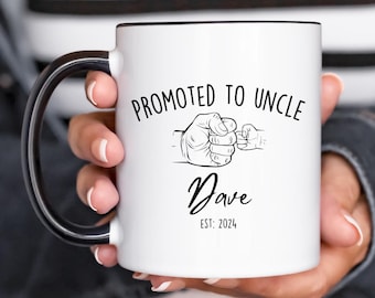 Personalized New Uncle Fist Bump Mug, Custom Promoted To Uncle Pregnancy Announcement 11oz 15oz Cup, New Uncle Christmas Gift, Ca10078