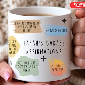 Mug affirmations jurer, tasse affirmations badass pour elle, tasse à café d'encouragement, tasse gros mots, tasse affirmation de Noël