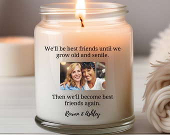Custom Best Friends Candle, Personalized BFF Photo Candle, Funny Best Friends 9oz Soy Candle, Friend Birthday Gift, BFF Christmas Candle