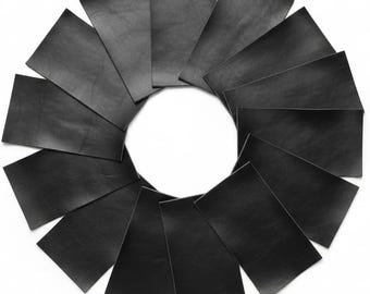 Black Cow Leather Scraps, Full Grain Remnants, DIY Crafts