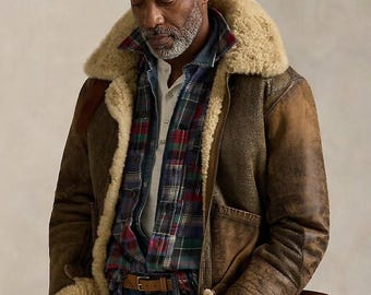 Men's Lightweight Bomber Jacket Curly Shearling