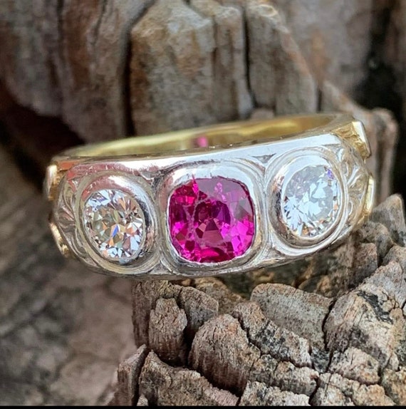 GIA Certified No Heat Burma Pink Sapphire and Diam