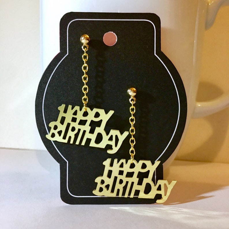 Happy Birthday dangle party earrings gold unique funny earrings