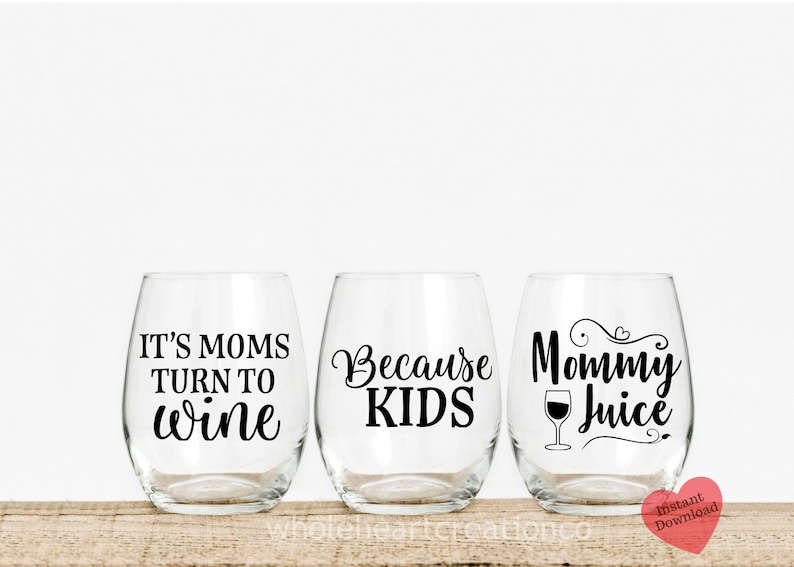 Download Set of 3 Mama Wine Glass Svgs Digital Svg file Svgs for | Etsy