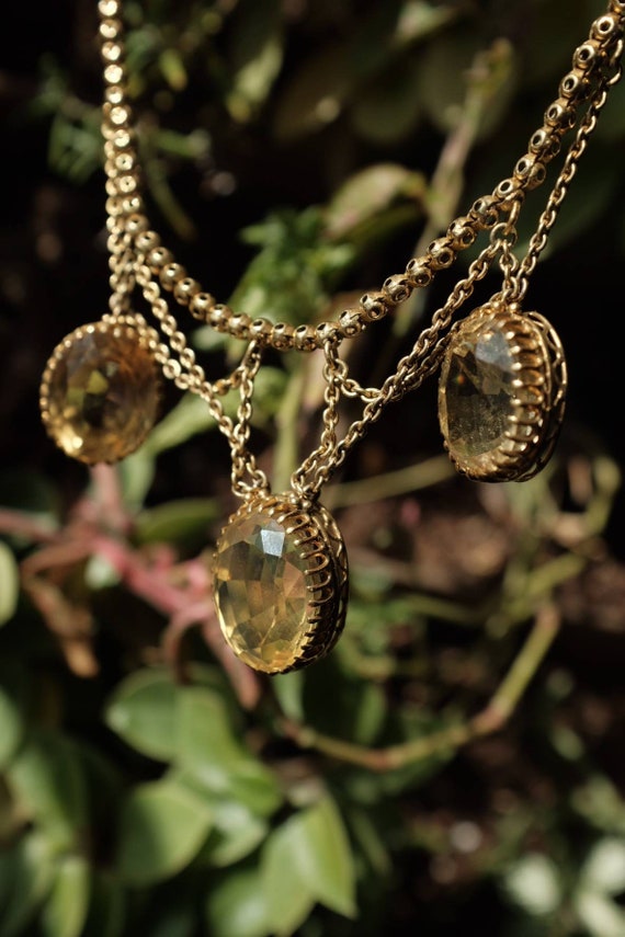 Antique vintage victorian 9k yellow gold citrine f