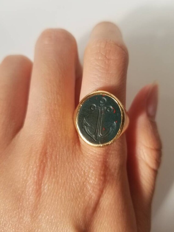 Antique vintage victorian 18k yellow gold bloodsto