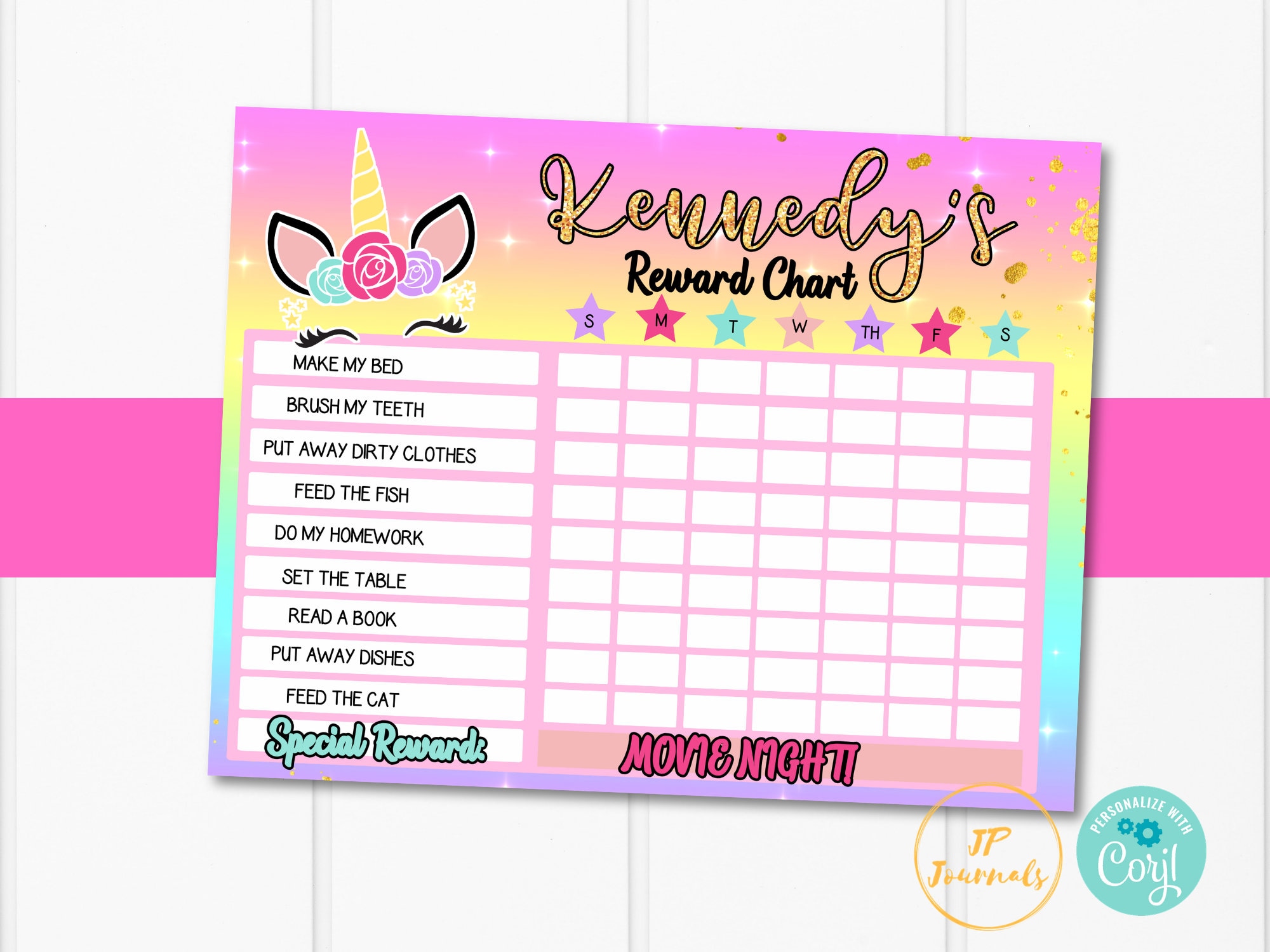 printable-unicorn-reward-chart-editable-template-chore-chart-etsy