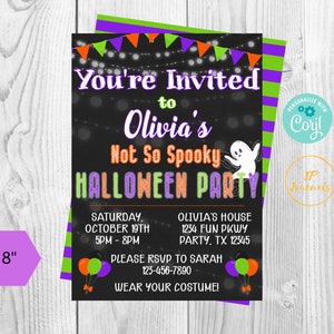 Not So Spooky Halloween Birthday Party Invitation DIY Edit Printable Invite Download and Print Orange Purple Green Black image 4