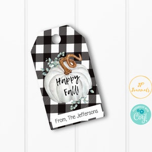 Printable Fall Treat Tags Happy Fall Gift Favor Labels Personalized ...