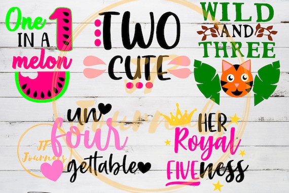 Download Kids Birthday Svg One In A Melon Two Cute Wild And Three Unfourgettable Her Royal Fiveness Svg Bundle By Jp Journals Catch My Party