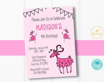 Printable Girl Birthday Party Invitation Template Edit | Etsy