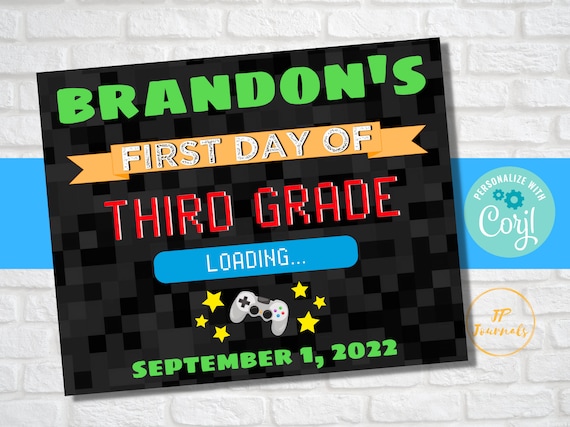 Video Game Themed Printable First Day of School Sign, Personalized Gamer First Day of School Editable Sign for Boys Il_570xn