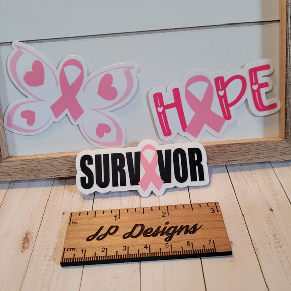 Breast Cancer Awareness Stickers Set Gift, Pink Ribbon Breast Cancer Support, Butterfly, Survivor, Hope Sticker Il_570xn