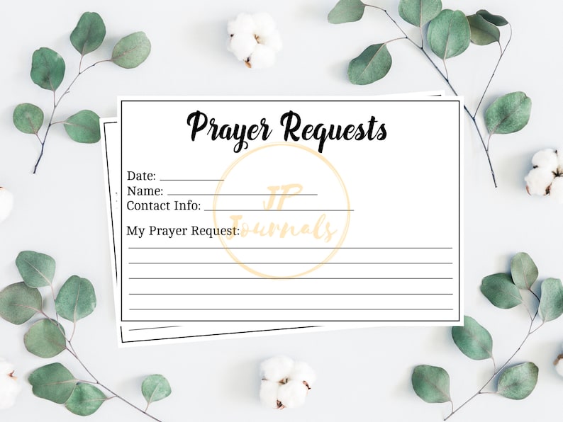 Printable Prayer Request Cards Instant Digital Download File Bible Study Small Group Supplies PDF Large image 1