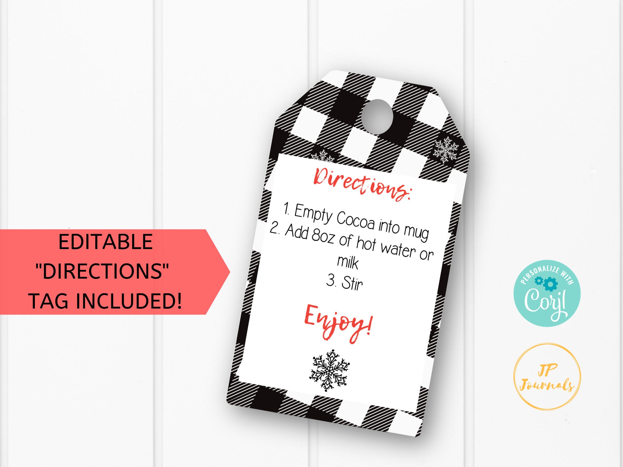 Hot Cocoa Printable Gift Tags Christmas Hot Chocolate Gift - Etsy