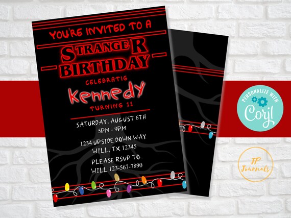 Stanger Birthday Party Invitation Template, Stranger Party Invite, Personalized, Edit DIY Il_570xn