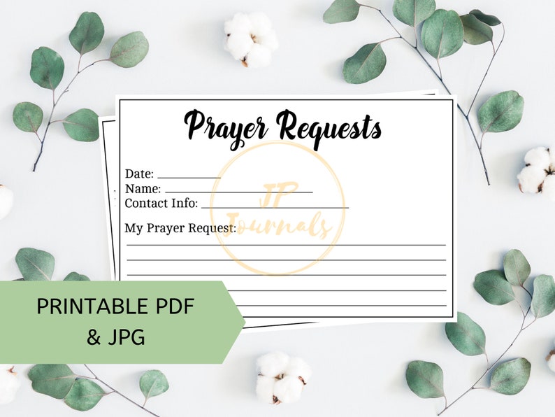 Printable Prayer Request Cards Instant Digital Download File Bible Study Small Group Supplies PDF Large image 2