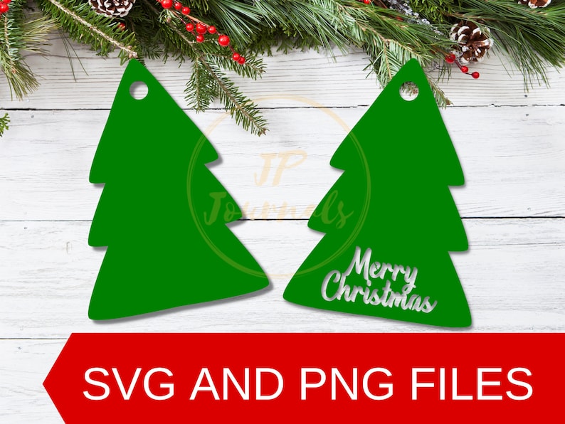 Christmas Pine Tree Tags Template, Christmas Gift Tag SVG, Pine Tree SVG