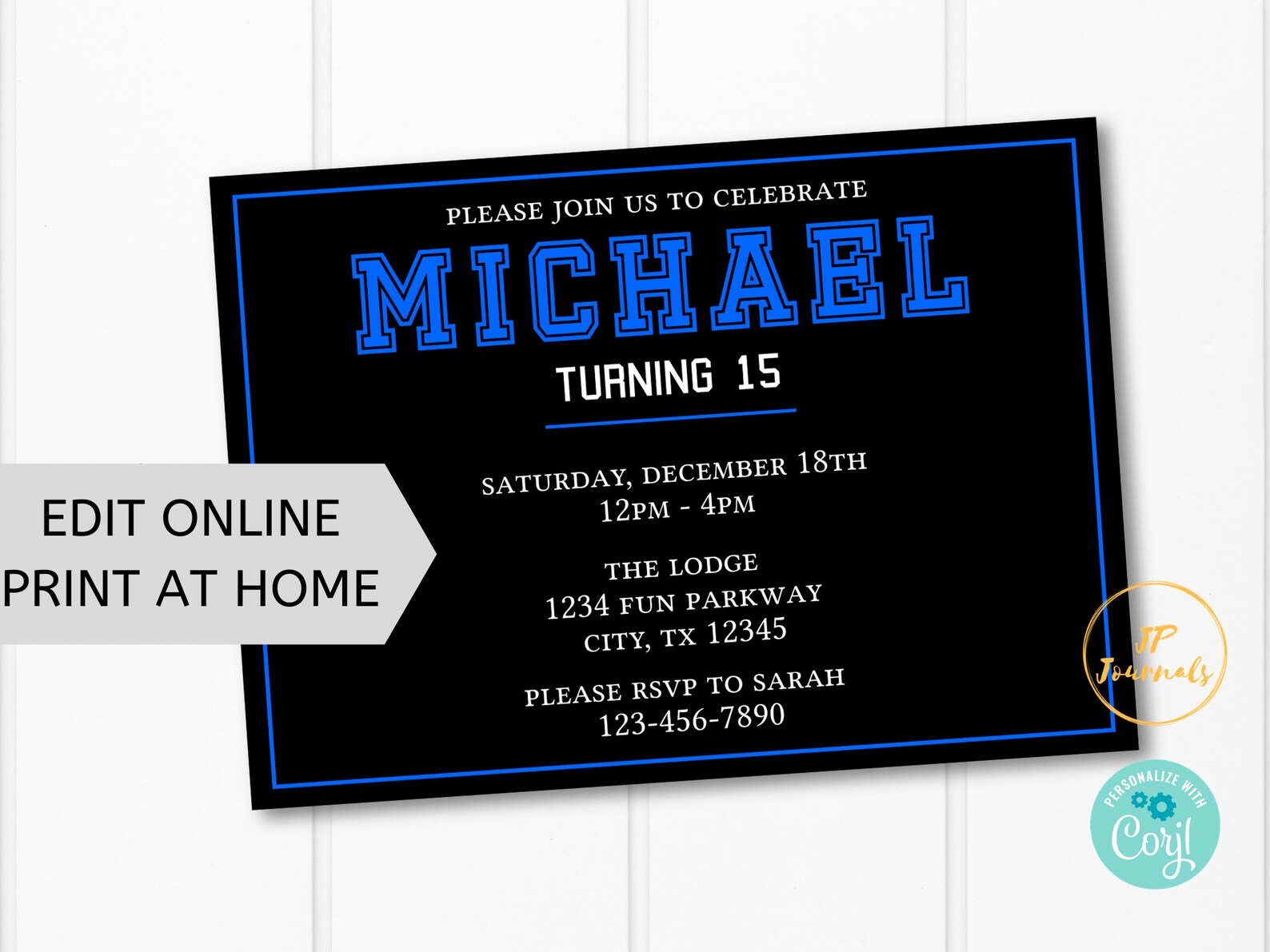 Teen Boy Birthday Party Invitation Template Sporty Tween - Etsy