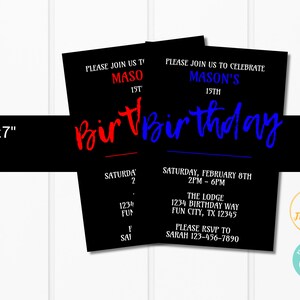 Teen Boy Birthday Party Invitation Template, Masculine Man Tween Invite, Birthday Party Invitation for Teen Boys, Evite Digital Invitation image 4