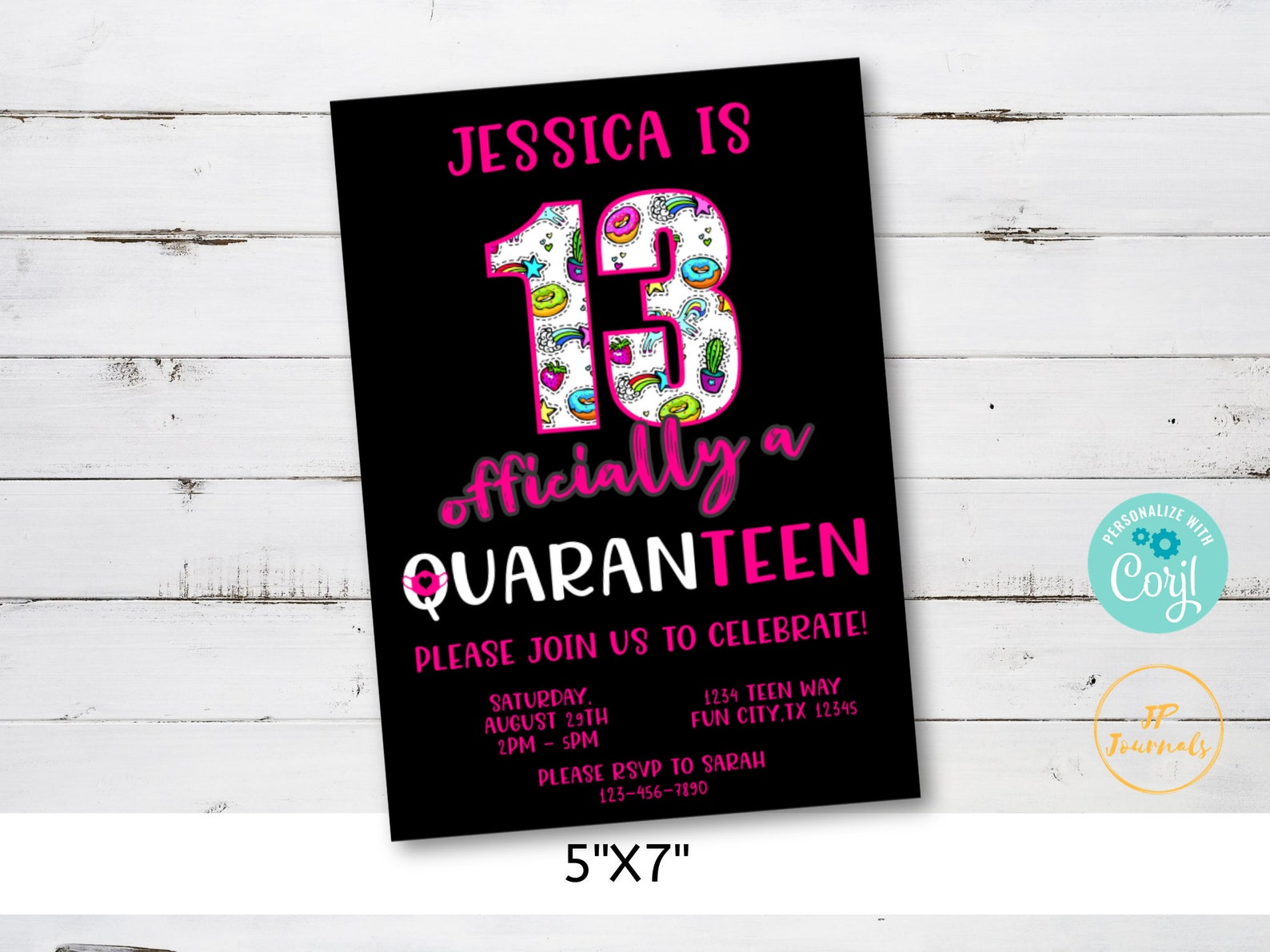 Quarantine 13th Birthday Party Girl Invitation DIY Edit Etsy