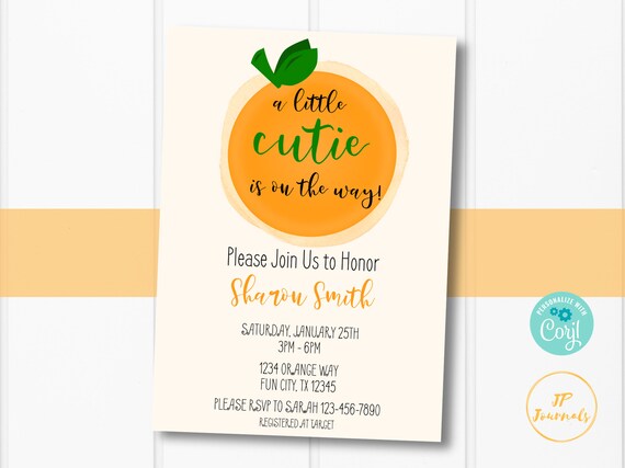 Download Mandarin Orange Cutie Baby Shower Invitation Template Edit Print Printable Invite A Little Cutie Is On The Way By Jp Journals Catch My Party