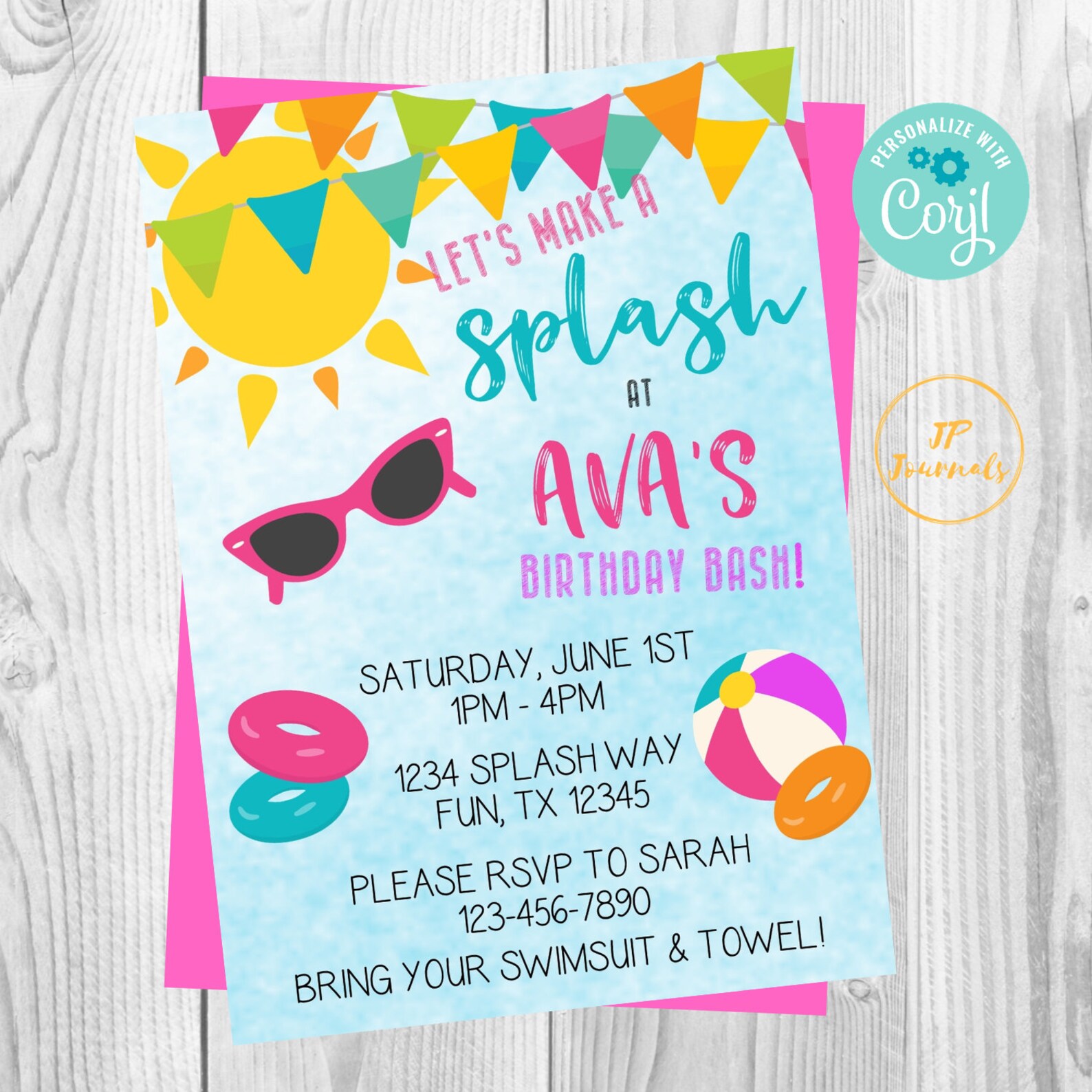 Let's Make a Splash Birthday Party Invitation Waterpark Etsy