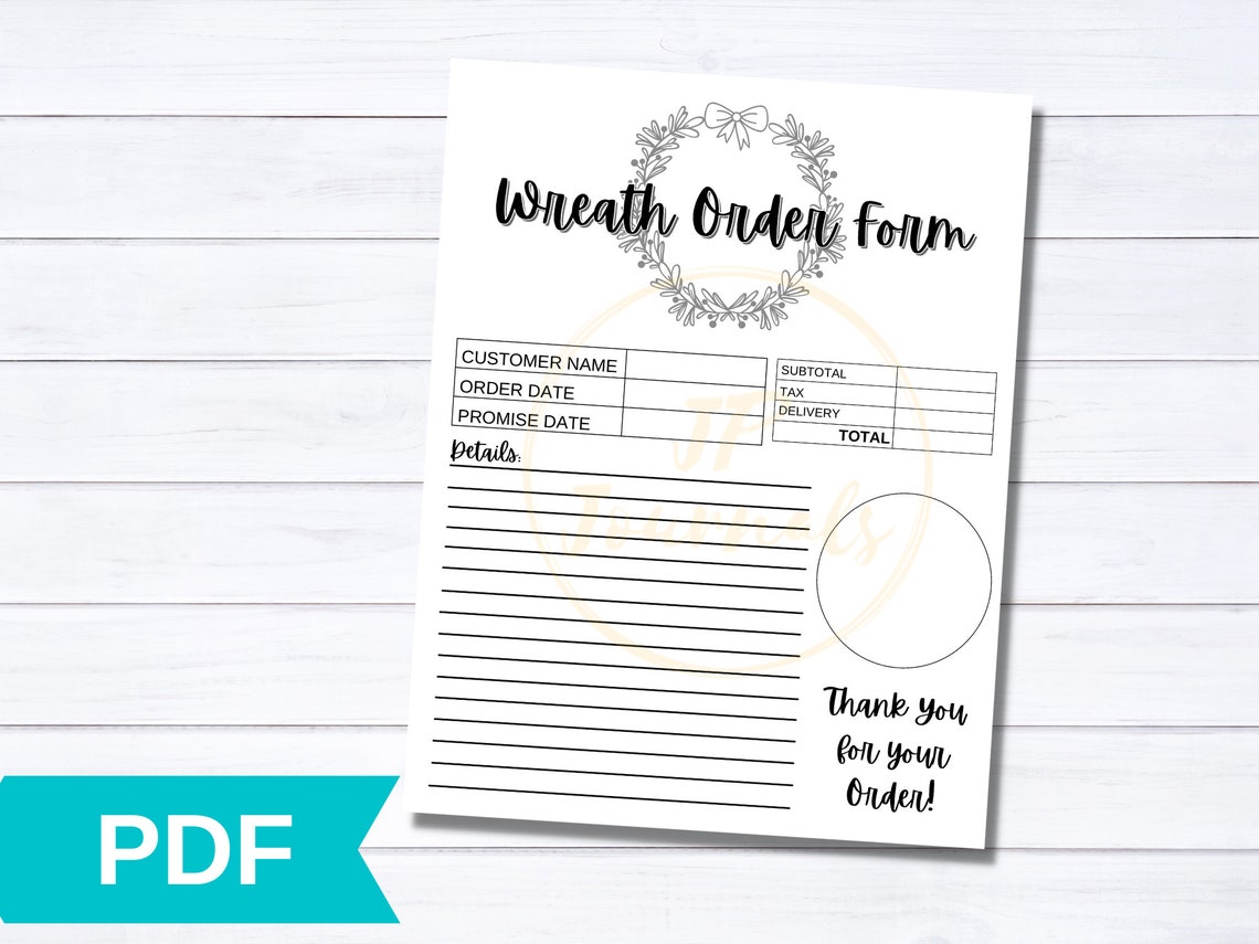 Printable Wreath Order Form Christmas Wreath Order Form Etsy