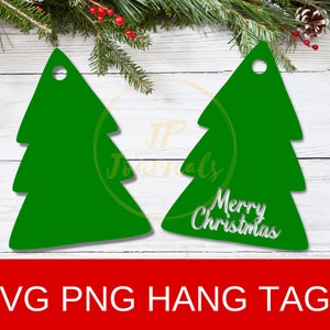 Christmas Pine Tree Tags Template, Christmas Gift Tag SVG, Pine Tree SVG