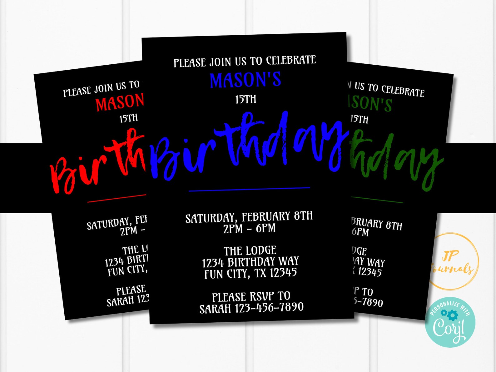 Teen Boy Birthday Party Invitation Template Masculine Man - Etsy