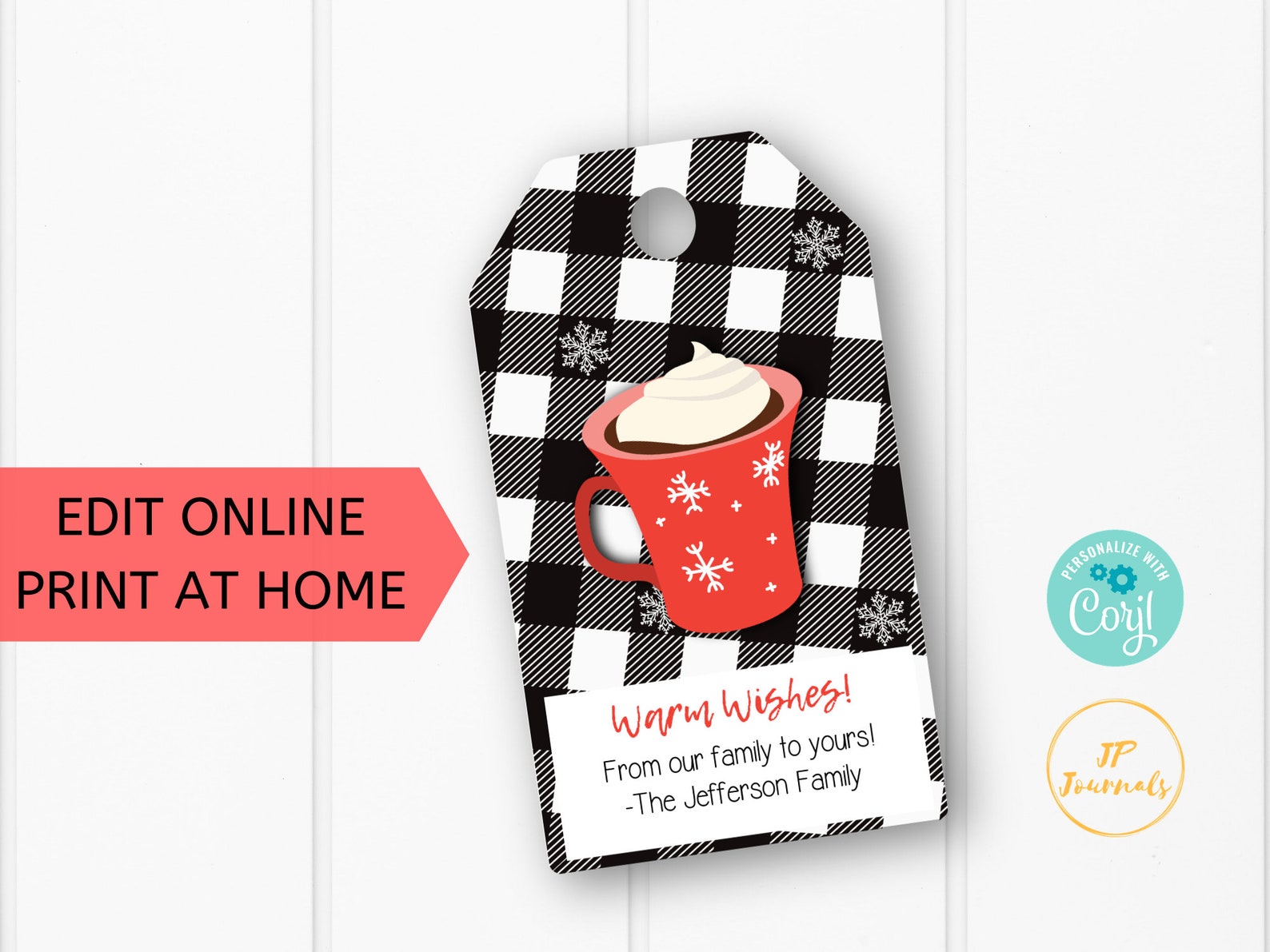 Hot Cocoa Printable Gift Tags Christmas Hot Chocolate Gift - Etsy