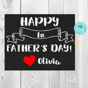 Printable First Father's Day Gift Happy First Father's Day Chalkboard ...