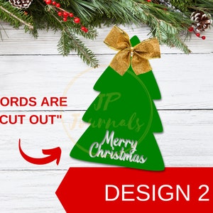 Christmas Pine Tree Tags Template, Christmas Gift Tag SVG, Pine Tree SVG