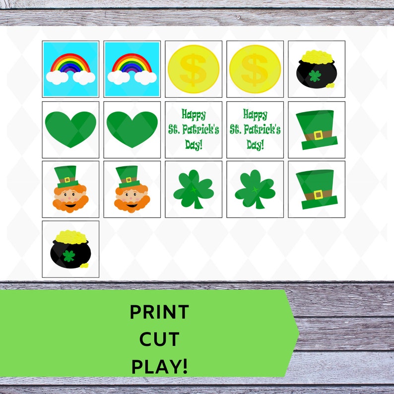 Printable St Patrick/'s Day Matching Game Activity for Kids Homeschool school class activity for Pre-K PDF Instant Download Elementary