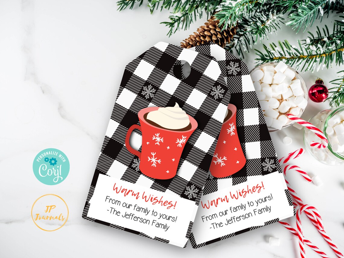Hot Cocoa Printable Gift Tags Christmas Hot Chocolate Gift - Etsy