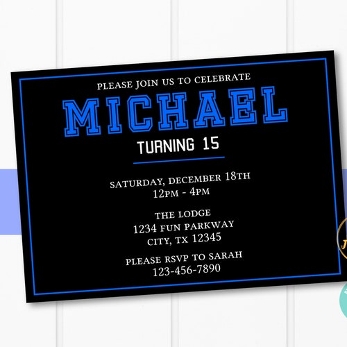 Teen Boy Birthday Party Invitation Template Sporty Tween - Etsy