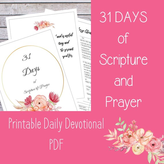31 Days of Scripture and Prayer - Printable Daily Devotional Bible Study PDF - Perfect for Personal Bible Study or Small Group Ministry Il_570xn