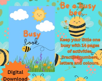 Insect Theme Toddler Busy Book, Numbers, Letters, Colors (Digital Download)
